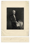 John D. Rockefeller Signed Portrait Engraving -- Measures 13 x 17.25